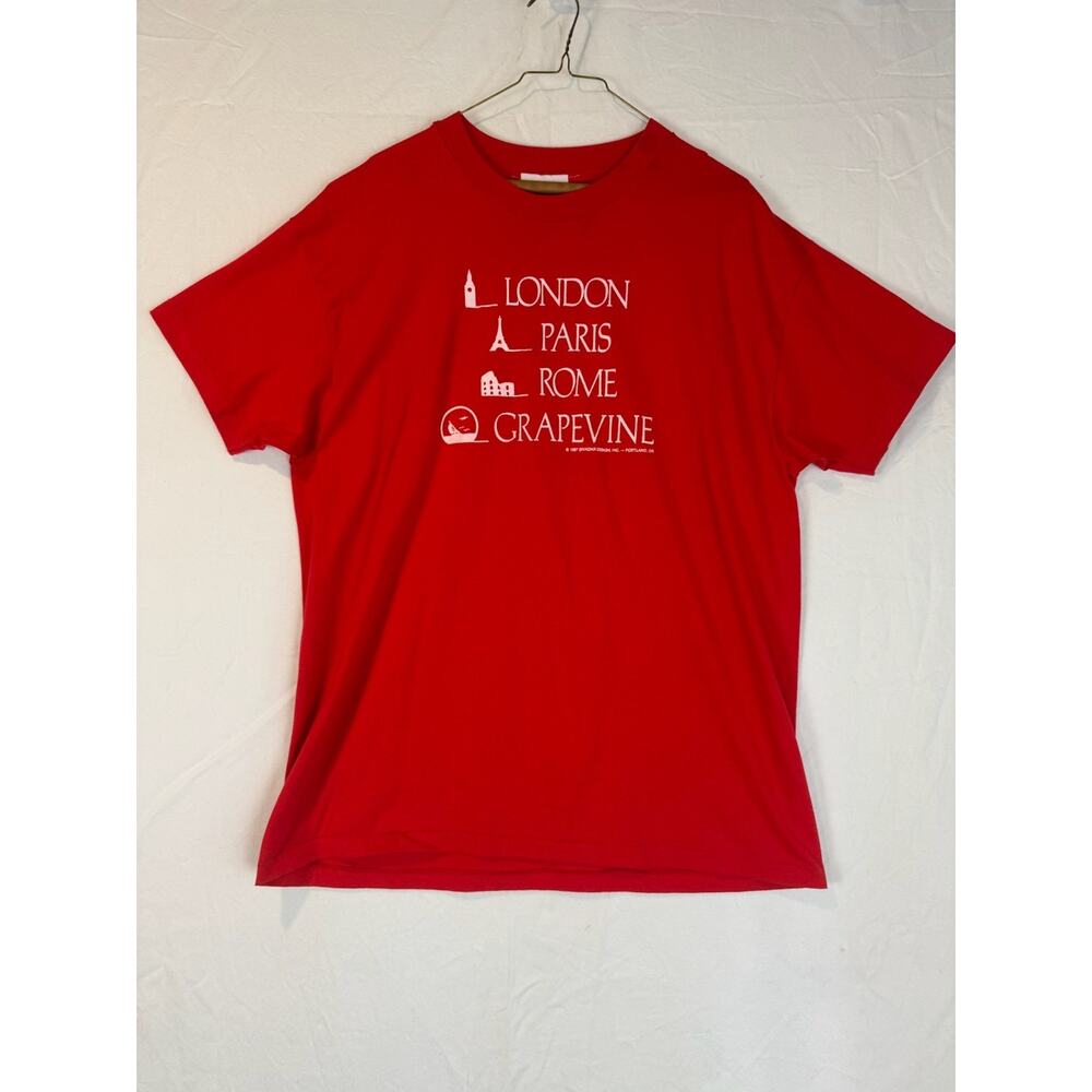Vintage T-Shirt London Paris‎ Rome Grapevine 1987 Brindar Design Inc Size XL